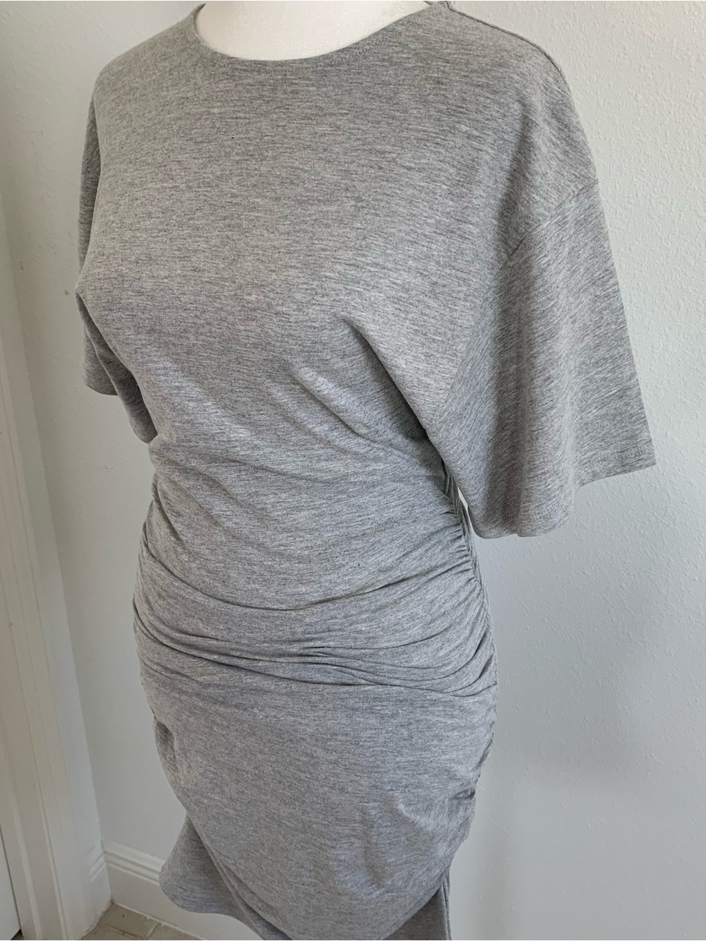 Zara Light Gray Ruched Mini Dress